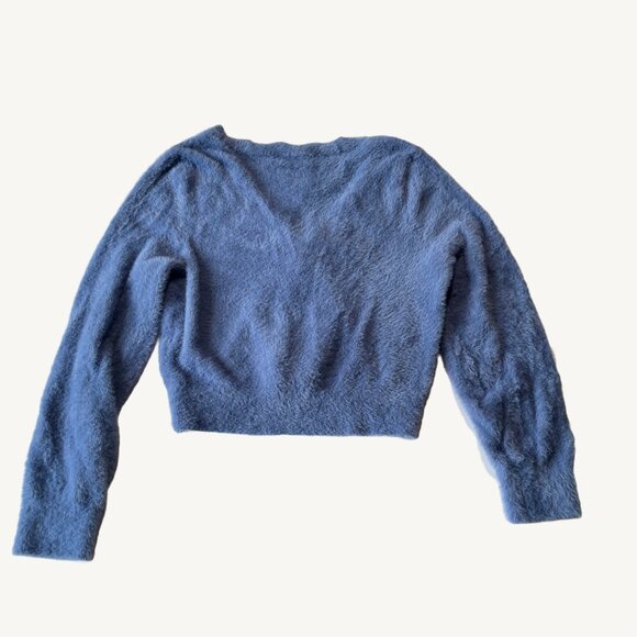 NWT Aerie Fuzzy Blue Button Up Cardigan Sweater Size Medium - Picture 7 of 10